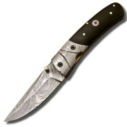 Couteau De Poche Pliant Avec Mitre En Damas