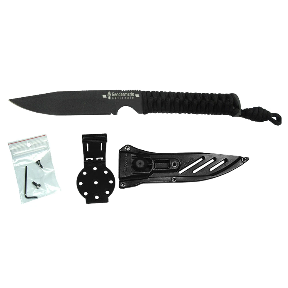 Couteau De Chasse WT4 Gendarmerie Nationale Noir Manche Paracorde Wildsteer 2 Couteau De Chasse WT4 Gendarmerie Nationale Noir Manche Paracorde Wildsteer – Image 2