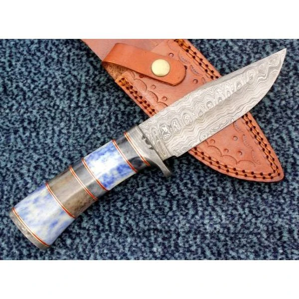 Lame Bowie Fait à La Main Damas Motif Ladder 2 Lame Bowie Fait à La Main Damas Motif Ladder – Image 2