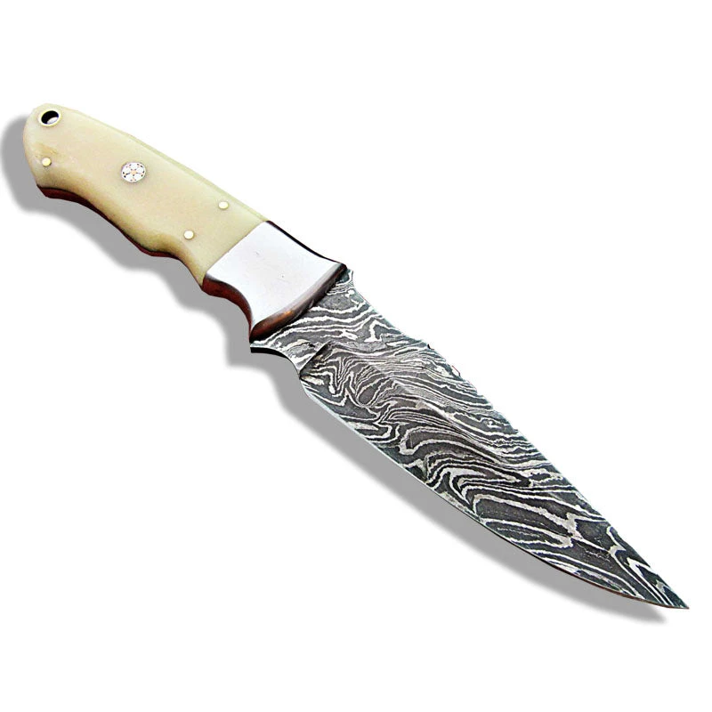 Couteau à Dépecer Motif Ladder Et Manche En Os Coloré 1 Couteau à Dépecer Motif Ladder Et Manche En Os Coloré